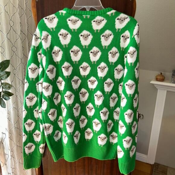 Traditional Craft Ireland AOP Sheep Adult Green Jumper for Men Size Large - Picture 7 of 9